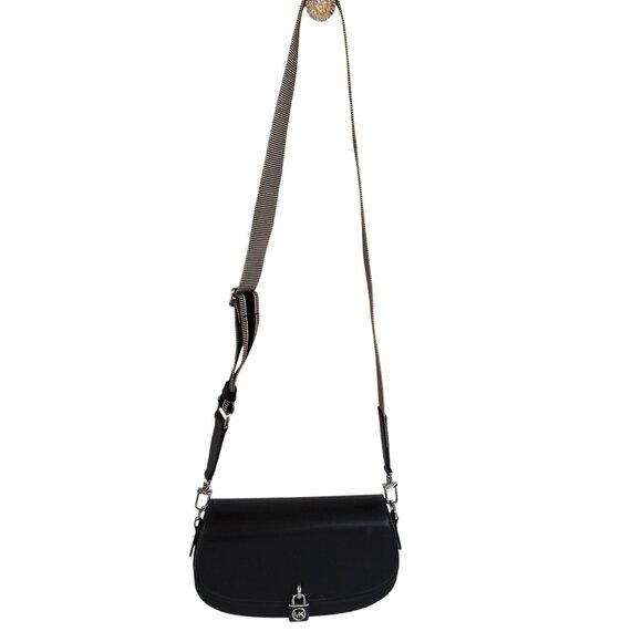 MICHAEL KORS Mila Medium Leather East West Sling Messenger Bag Purse Black - Picture 8 of 14